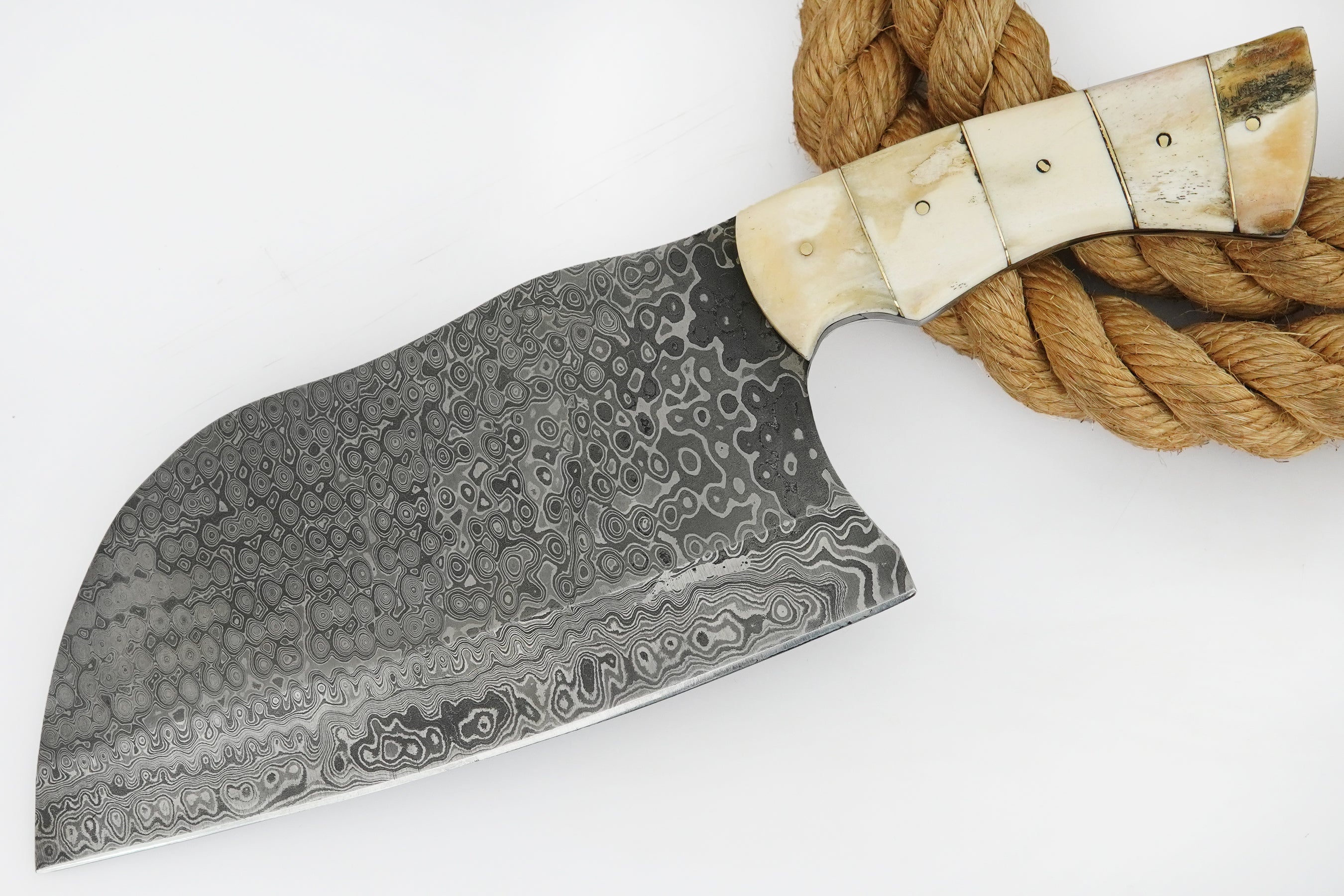 Handmade Damascus Steel Meat Cleaver Knife Full Tang Forged Kitchen Knife Camel Bone Handle Special For Outdoor Butcher Knife Camping Knife