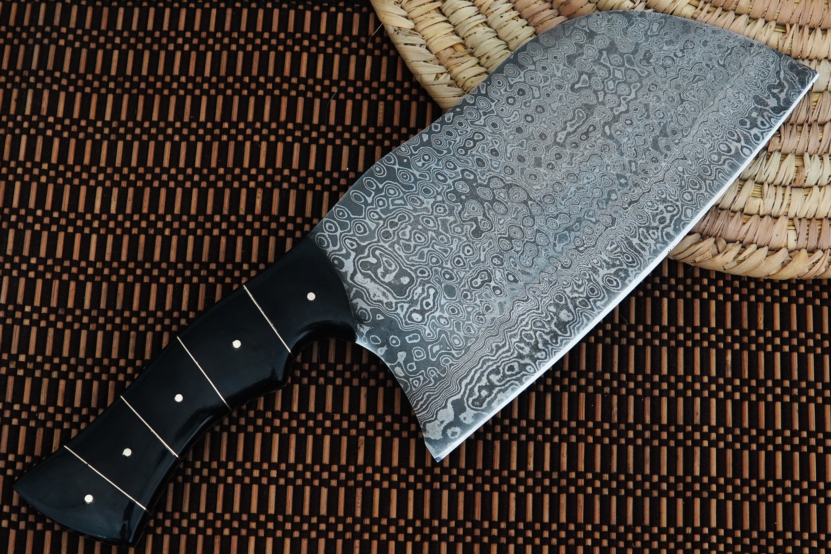 Handmade Damascus Steel Meat Cleaver Knife Full Tang Forged Kitchen Knife Resin Handle Special For Outdoor Butcher Knife Camping Knife