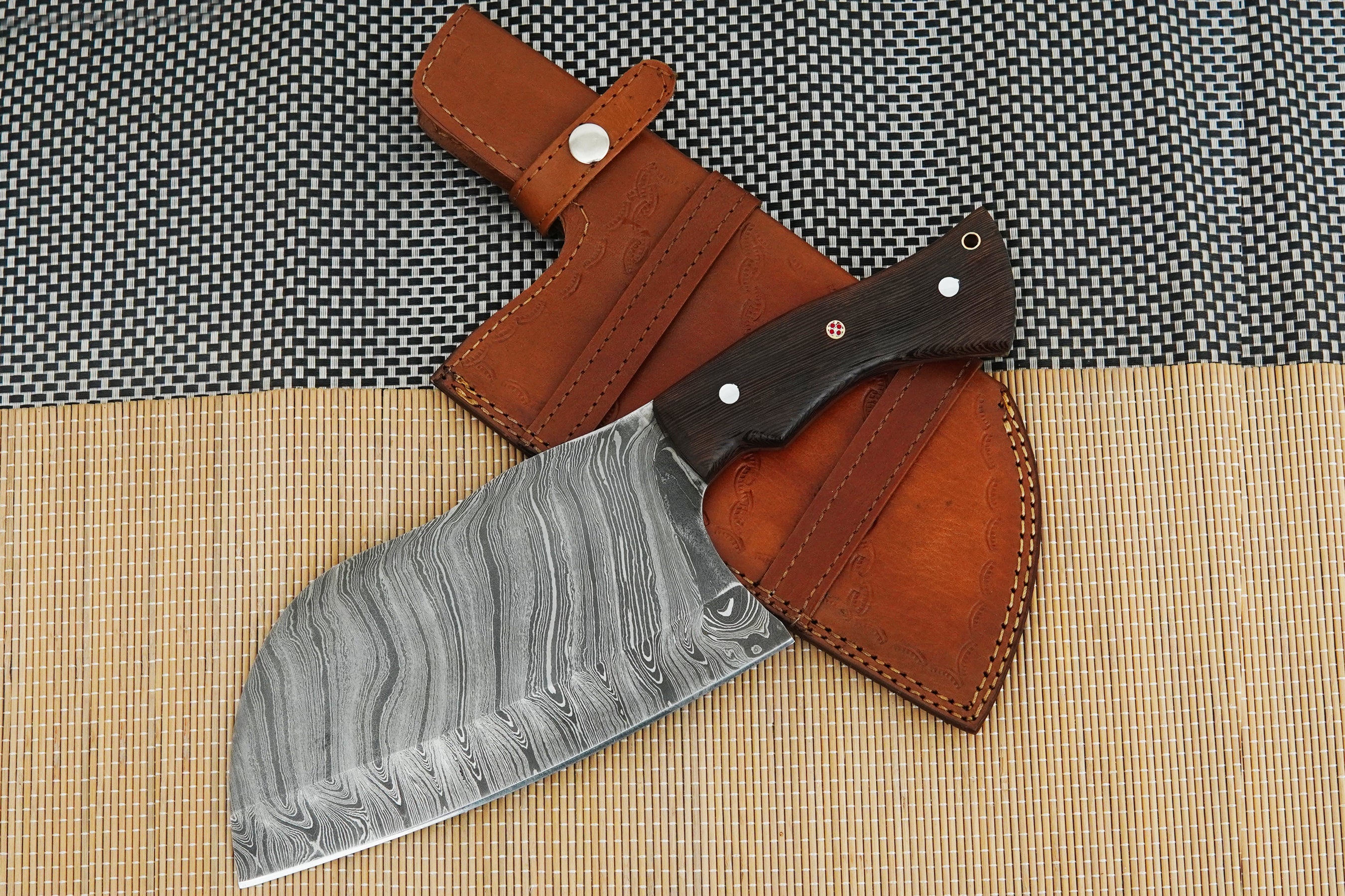 Handmade Damascus Steel Meat Cleaver Knife Full Tang Forged Kitchen Wangi Wood Handle Special For Outdoor Butcher Knife Camping Knife