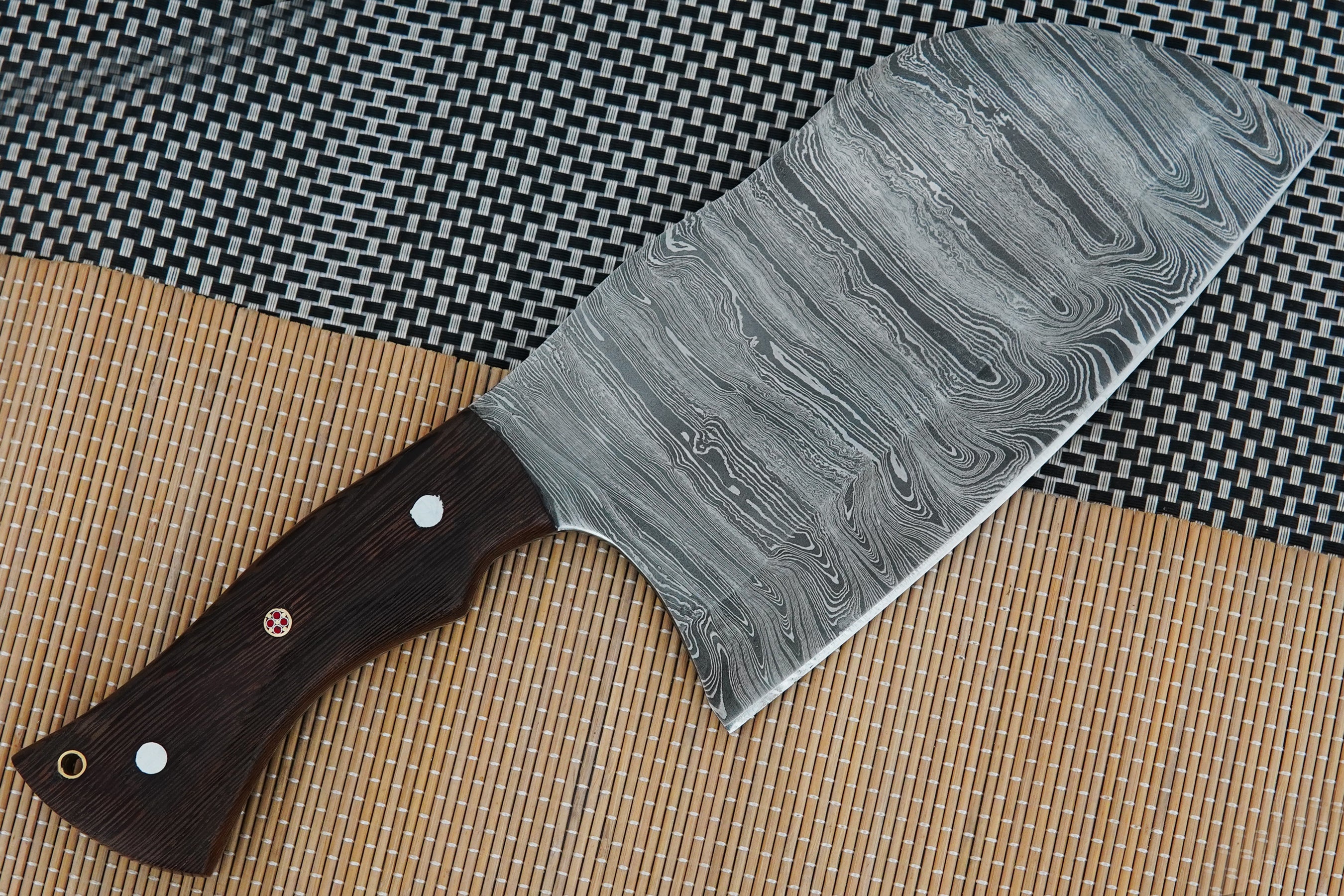 Handmade Damascus Steel Meat Cleaver Knife Full Tang Forged Kitchen Wangi Wood Handle Special For Outdoor Butcher Knife Camping Knife