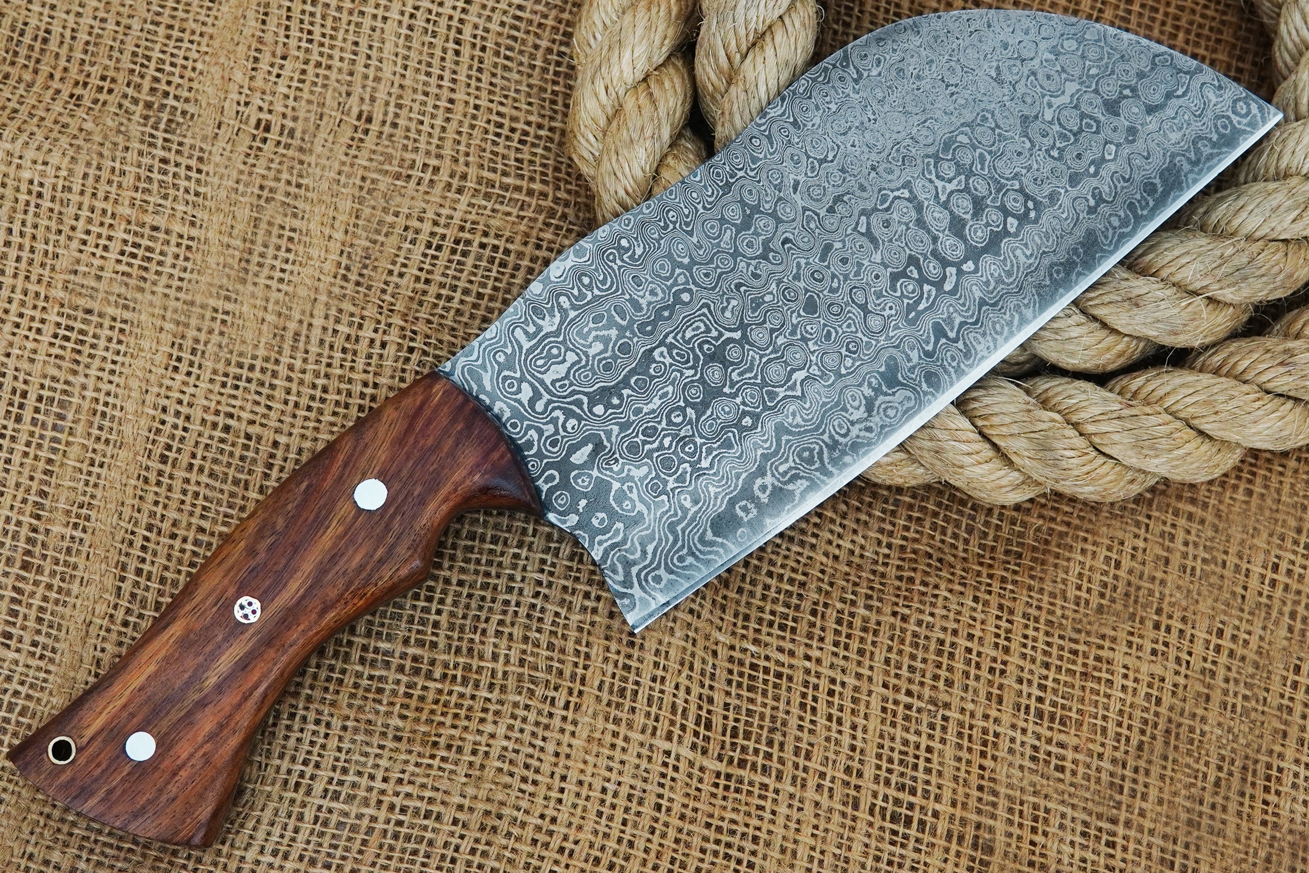 Handmade Damascus Steel Meat Cleaver Knife Full Tang Forged Kitchen Wangi Wood Handle Special For Outdoor Butcher Knife Camping Knife