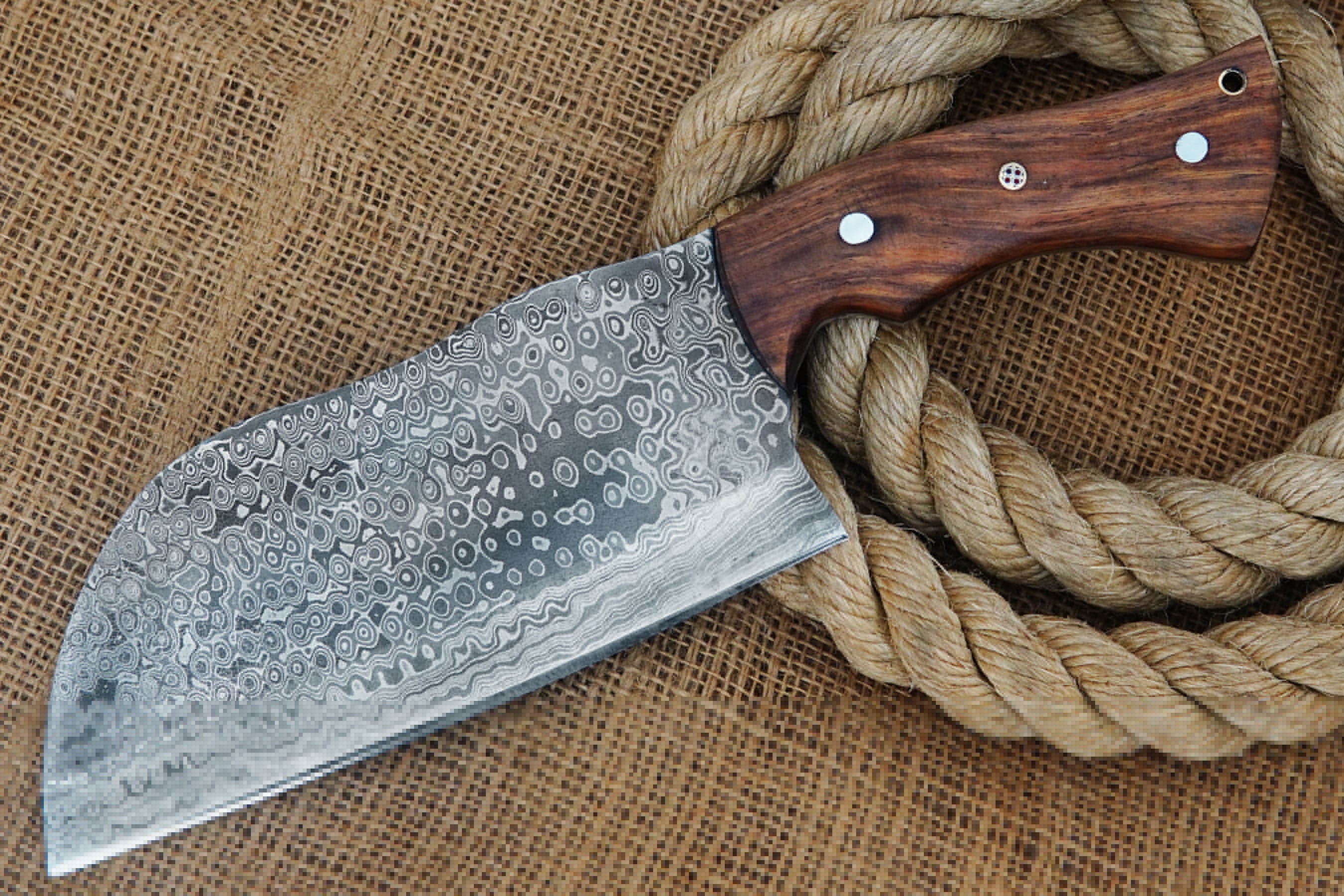 Handmade Damascus Steel Meat Cleaver Knife Full Tang Forged Kitchen Wangi Wood Handle Special For Outdoor Butcher Knife Camping Knife