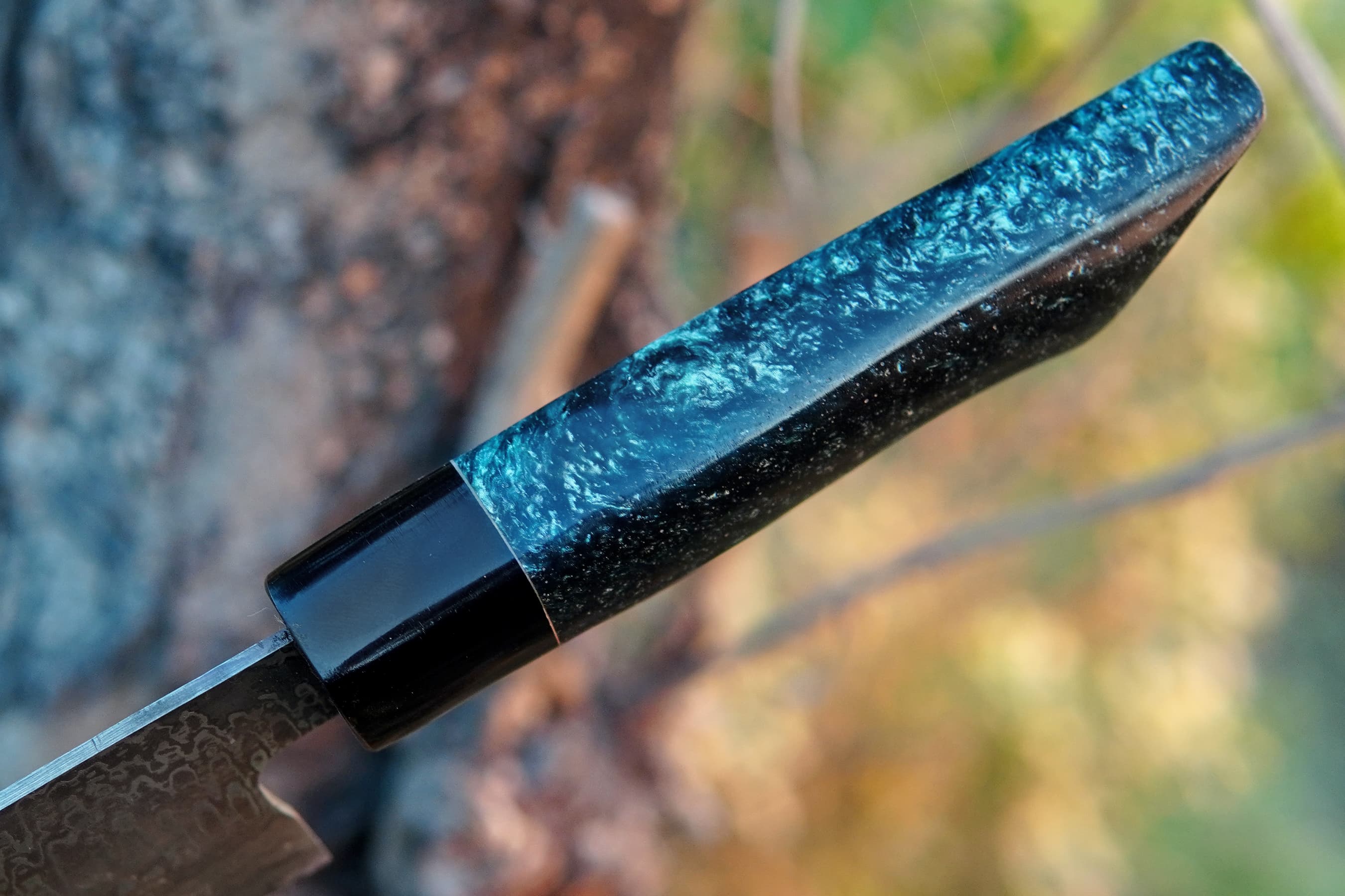 Custom Handmade Damascus Steel Chef Knife Resin Handle Kitchen Knife Special For Outdoor & Camping With Leather Sheath